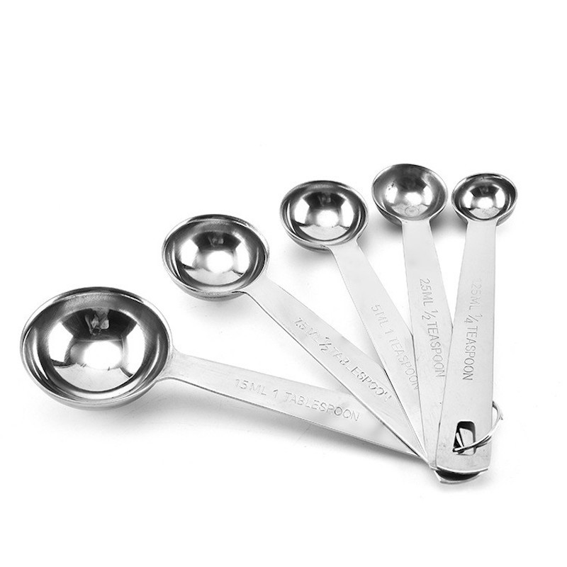 cocina Herramientas de cucharas de medir para hornear Juego de 4\/5 piezas Juego de cucharas de medición de acero inoxidable